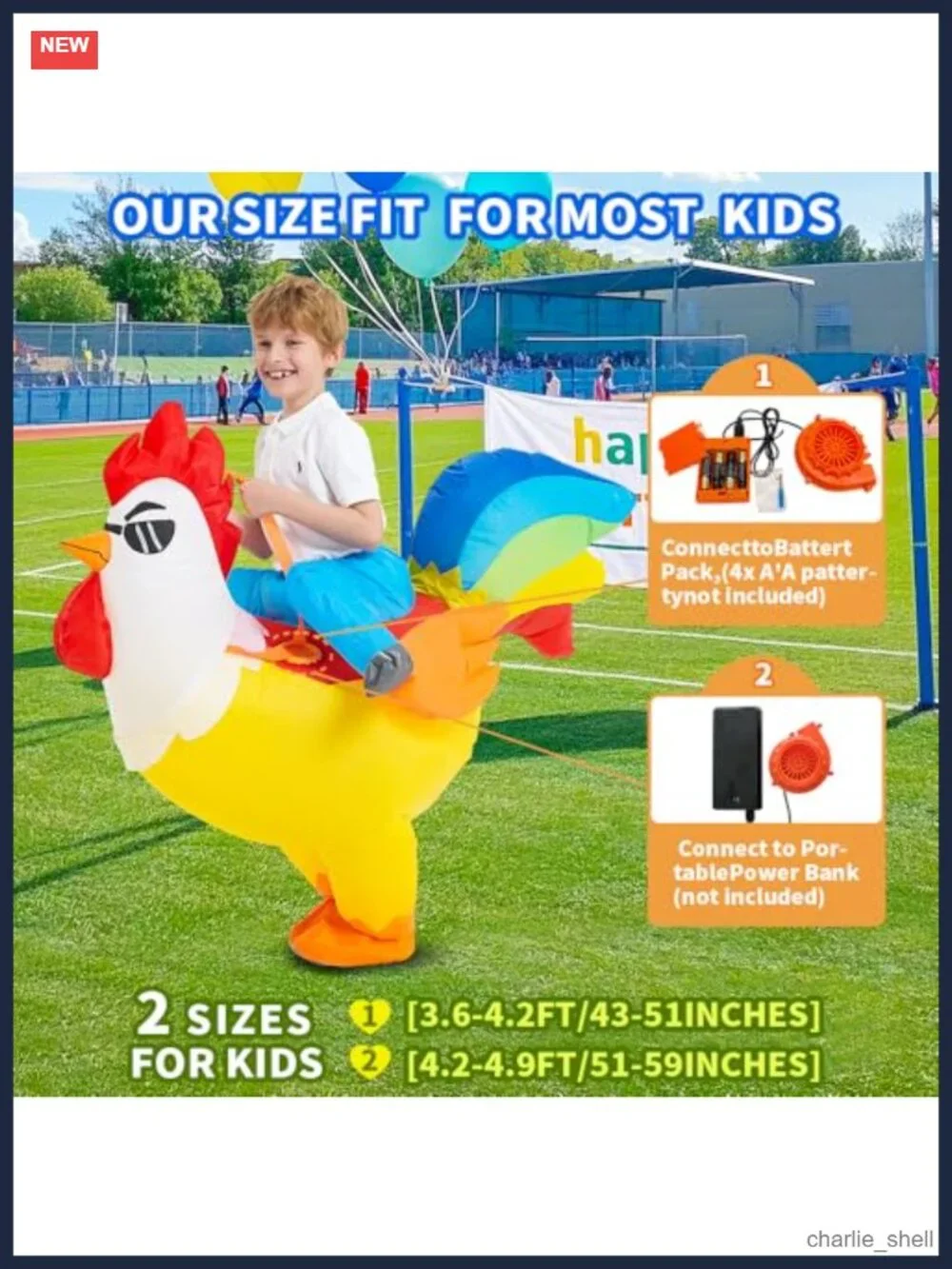 Kids Inflatable Chicken Costume Rooster Blow Up Halloween Party Suit